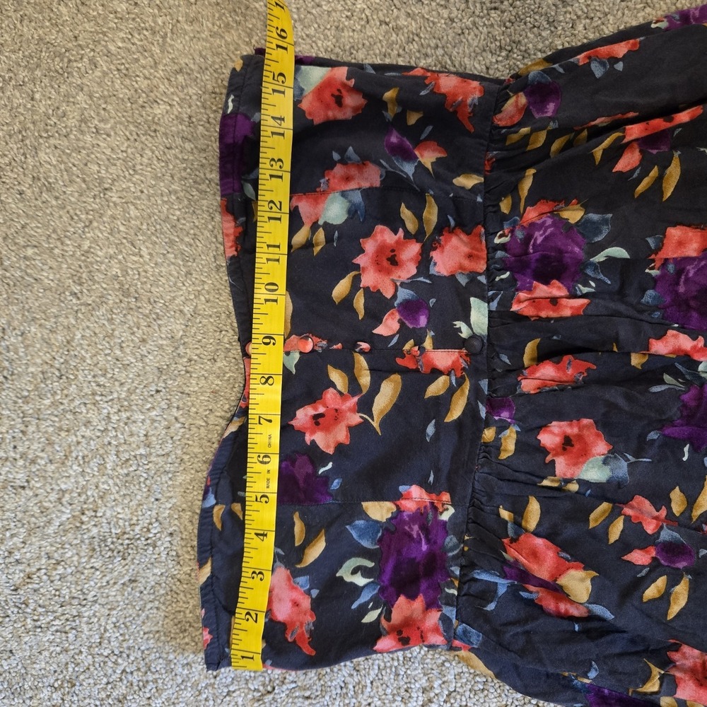 O'Neill Micro Mini Dress Strapless Dark Floral Buttons Fits Size Small Medium - Picture 10 of 12